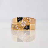 Anillo Rombo 8.1g / T10 1/2 Dos Oros Negro Amarillo 18K