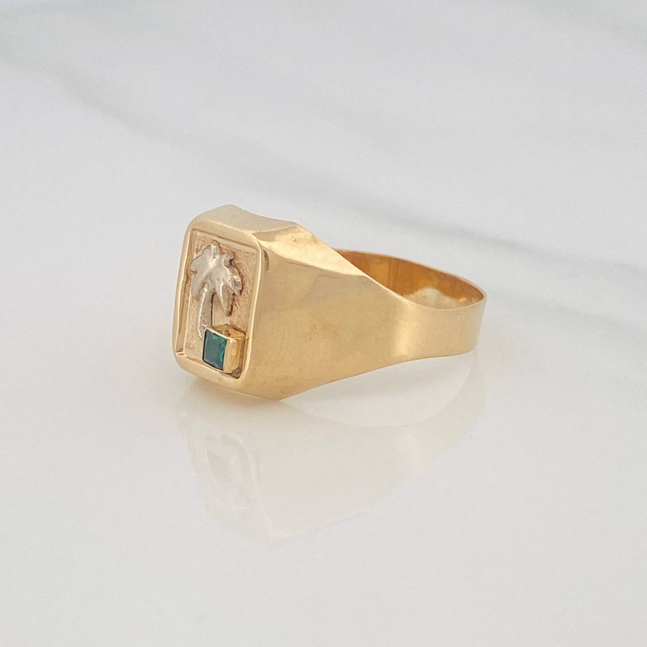 Anillo Palmera 3g / T11 Dos Oros Amarillo Blanco 18K