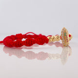 Pulsera Tejida Roja Virgen Guadalupe Oro Amarillo 18K