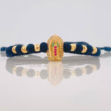 Pulsera Tejida Negra Virgen Guadalupe Oro Amarillo 18K