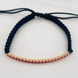 Pulsera Tejida Negra Tennis Oro Amarillo 18K
