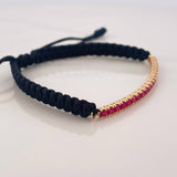 Pulsera Tejida Negra Tennis Oro Amarillo 18K