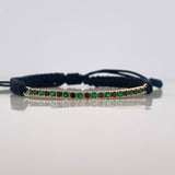 Pulsera Tejida Negra Tennis Oro Amarillo 18K