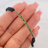 Pulsera Tejida Negra Tennis Oro Amarillo 18K