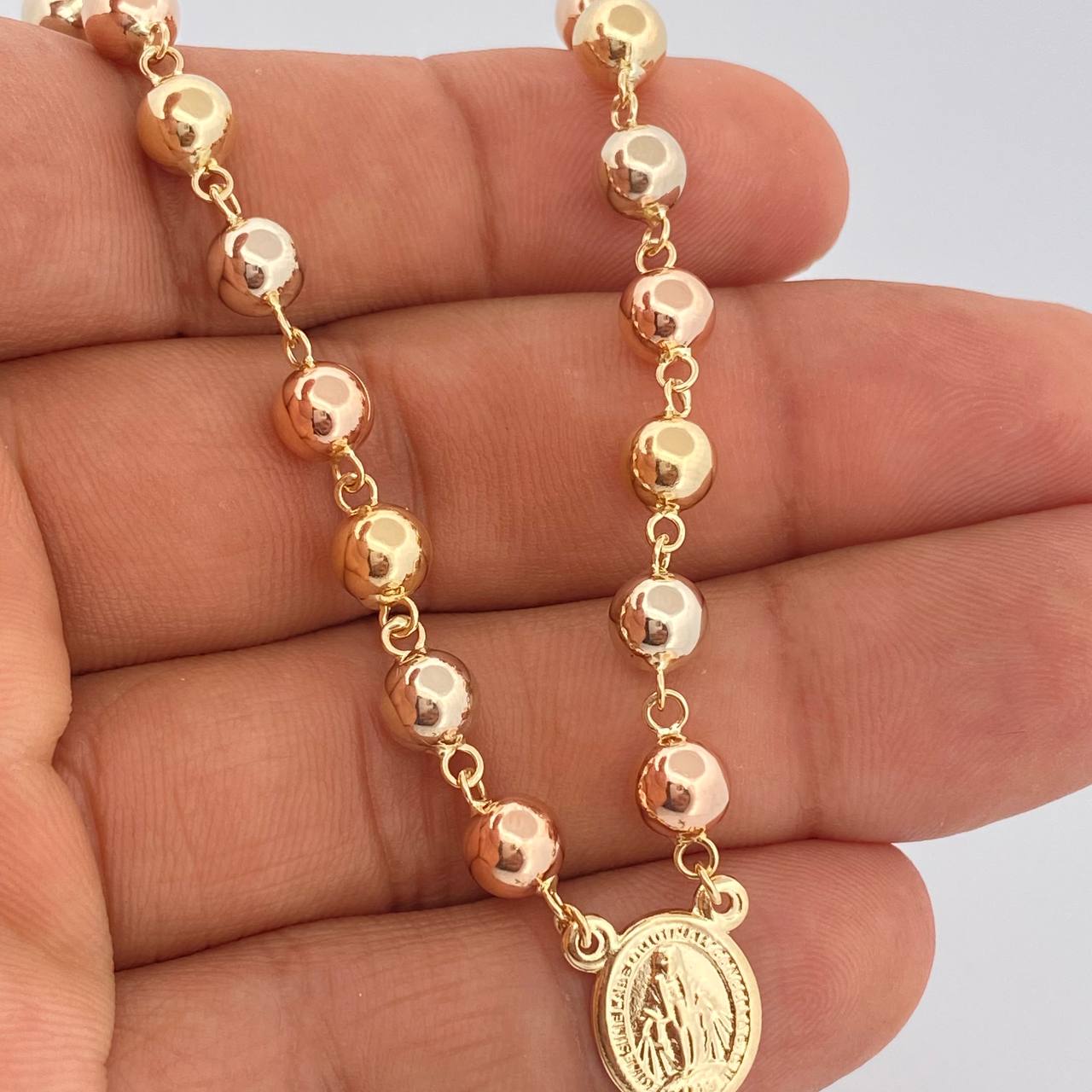 Rosario Virgen Milagrosa 16.85gr / 64cm / Tres Oros 18K &