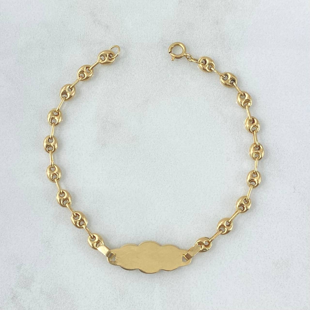 Pulso Bebé GC Placa Nube 1.65gr / 14.5cm / 3.5mm Liso Bordado Oro Amarillo