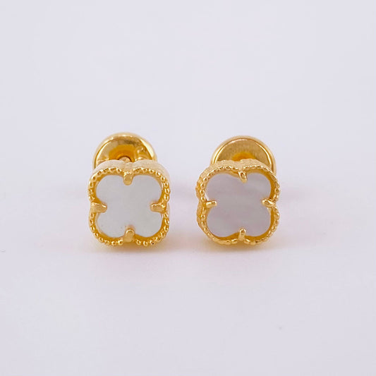 Topos Trebol Blanco 1.75 g / 6.4 mm Oro Amarillo 18K