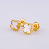 Topos Trebol Blanco 1.75 g / 6.4 mm Oro Amarillo 18K