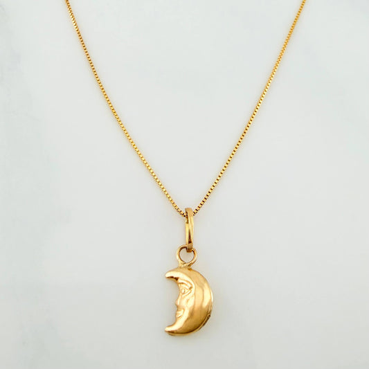 Set Cadena Veneciana + Dije Luna / 1,1gr / 45 cm Oro Amarillo 18K