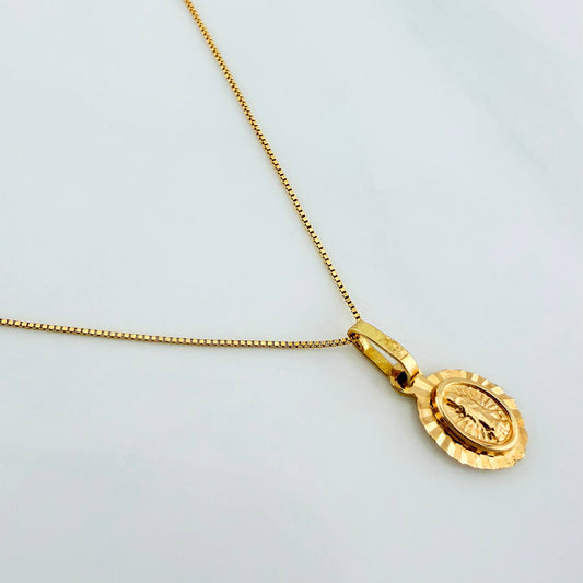 Set Cadena Veneciana + Dije Virgen De Guadalupe / 1,5gr / 45 cm Oro Amarillo 18K