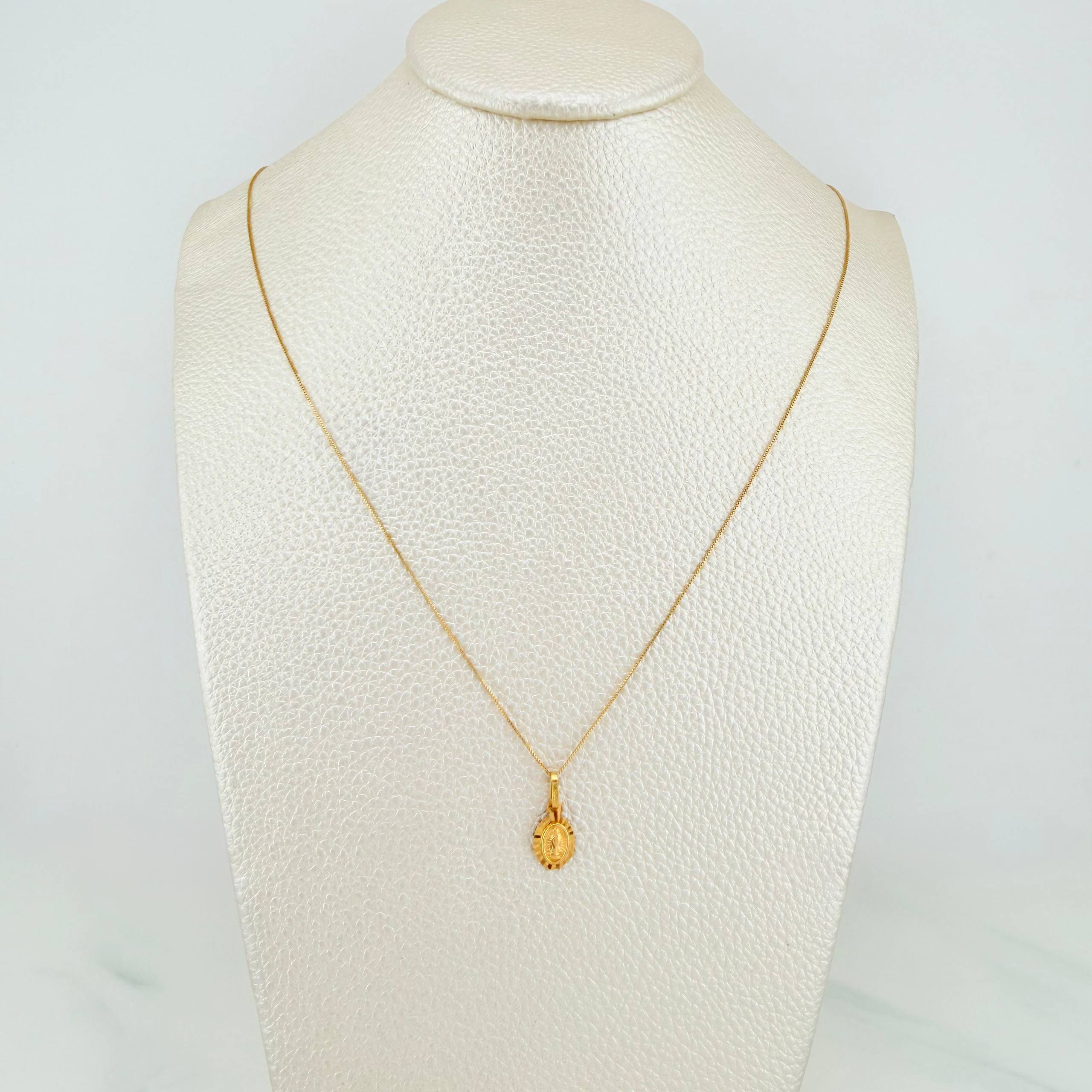 Set Cadena Veneciana + Dije Virgen De Guadalupe / 1,5gr / 45 cm Oro Amarillo 18K