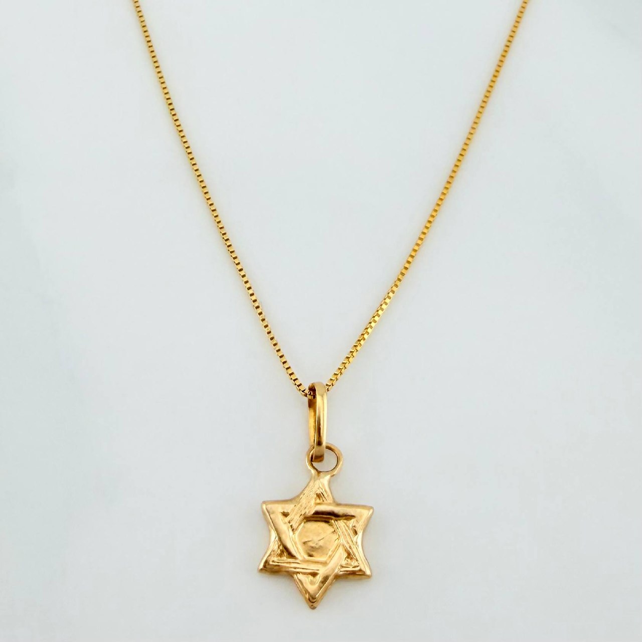 Set Cadena Veneciana + Dije Estrella De David / 1,05gr / 45 cm Oro Amarillo 18K