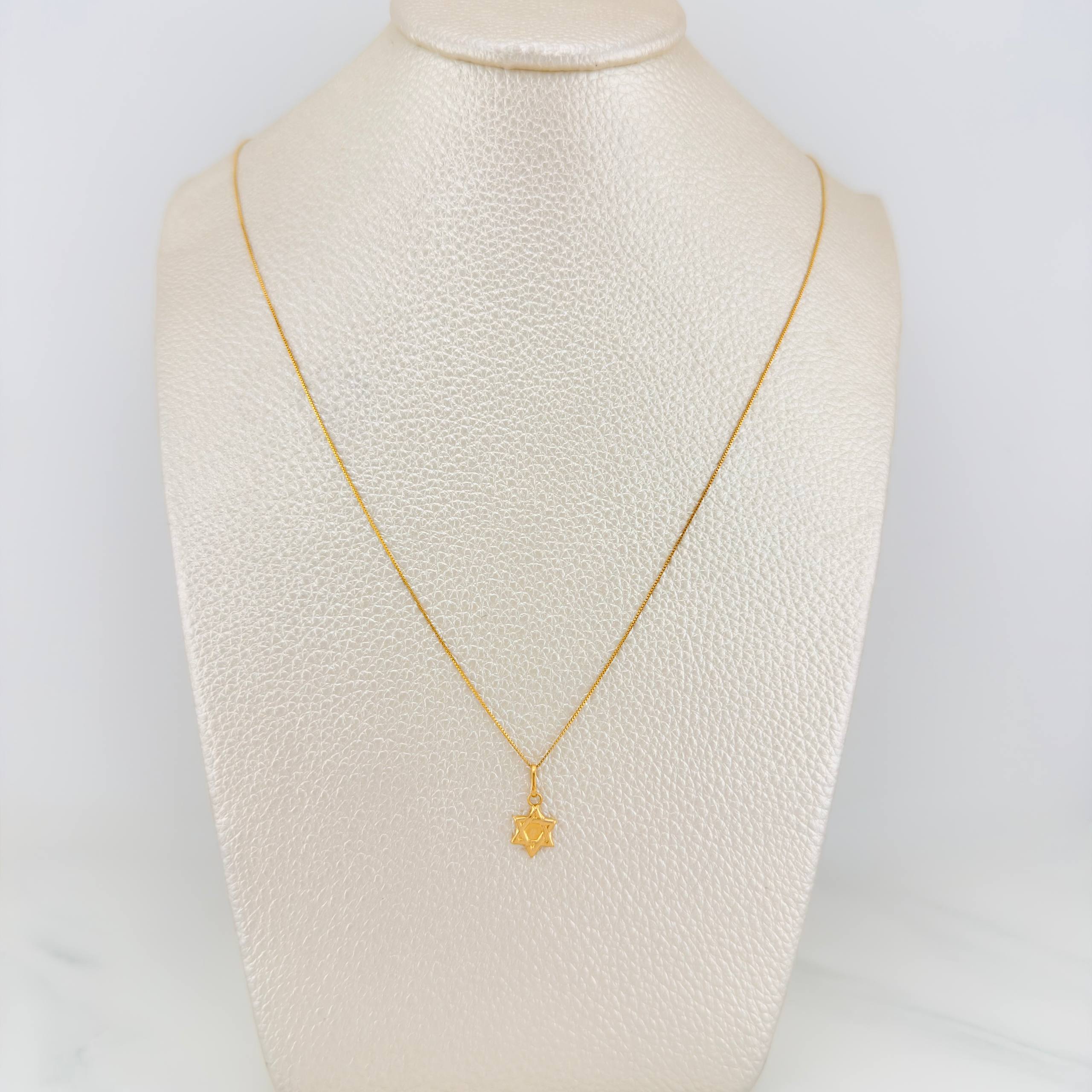 Set Cadena Veneciana + Dije Estrella De David / 1,05gr / 45 cm Oro Amarillo 18K