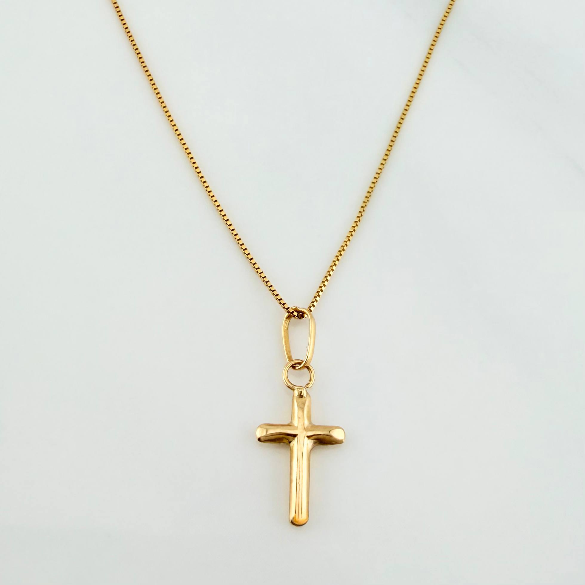Set Cadena Veneciana + Dije Cruz / 1,05gr / 45 cm Oro Amarillo 18K