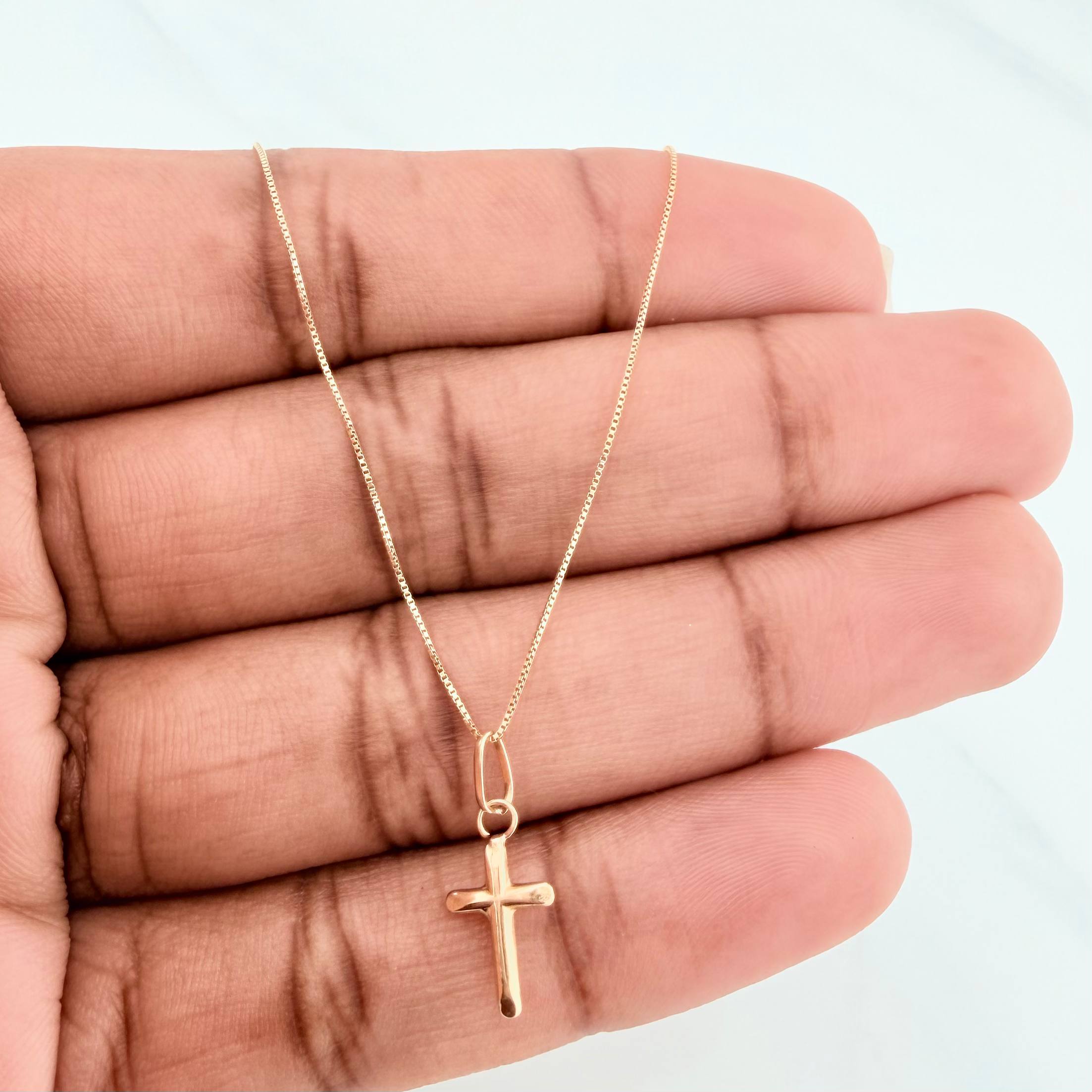 Set Cadena Veneciana + Dije Cruz / 1,05gr / 45 cm Oro Amarillo 18K