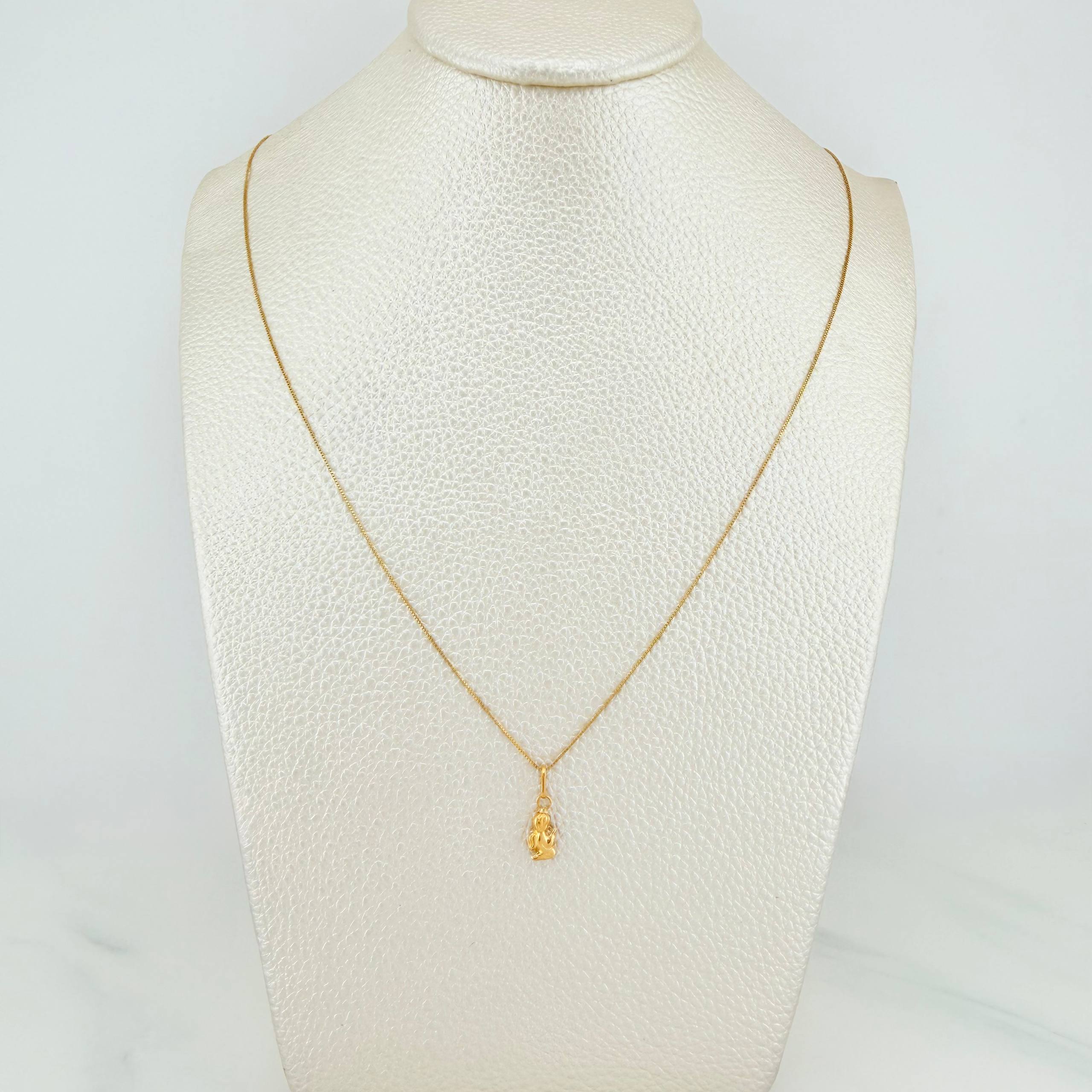 Set Cadena Veneciana + Dije Angel De La Guarda / 1,1gr / 45 cm Oro Amarillo 18K