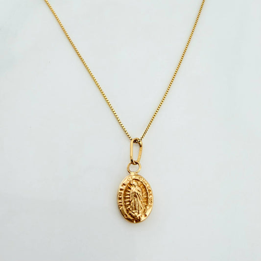 Set Cadena Veneciana + Dije Virgen De Guadalupe / 1,1gr / 45 cm Oro Amarillo 18K