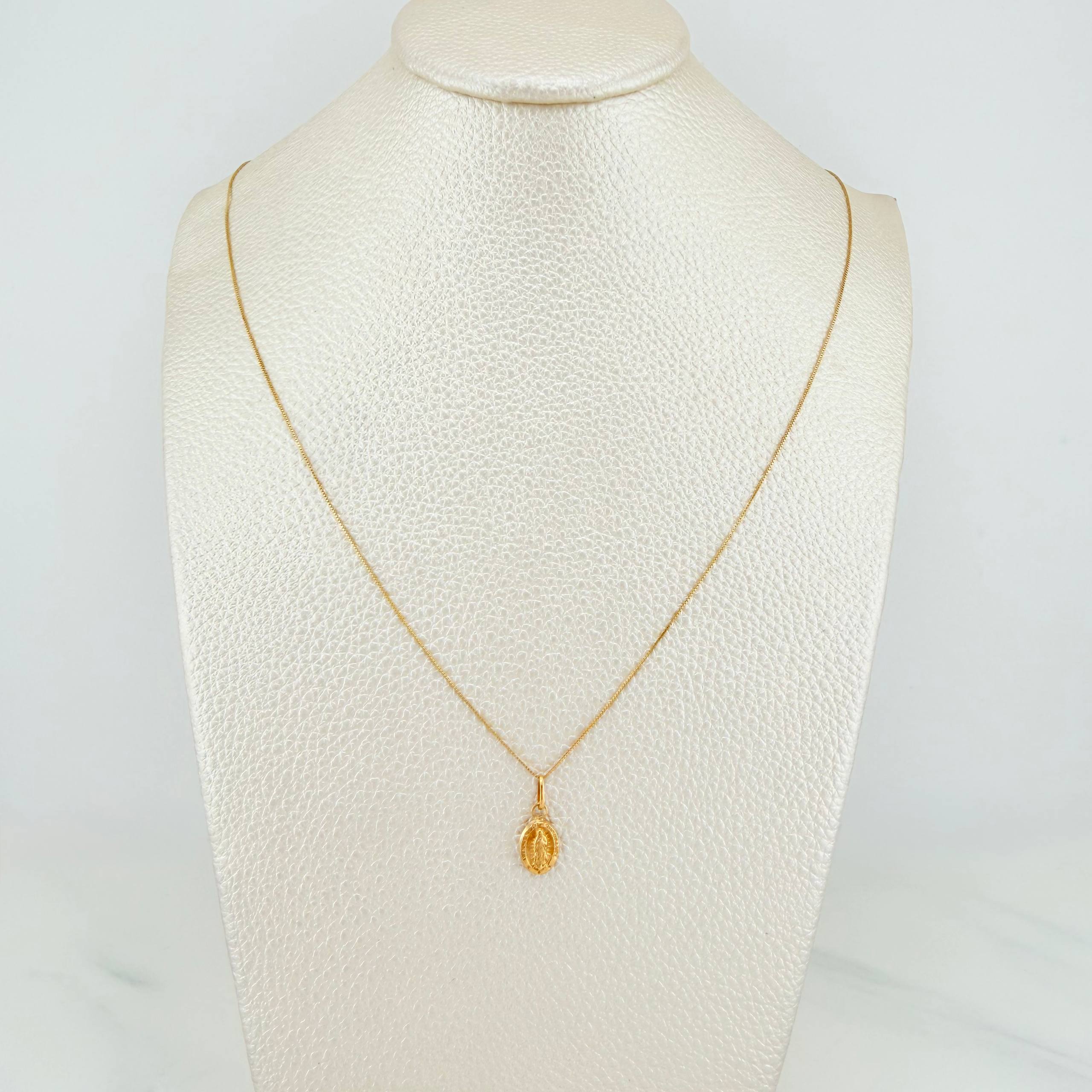 Set Cadena Veneciana + Dije Virgen De Guadalupe / 1,1gr / 45 cm Oro Amarillo 18K