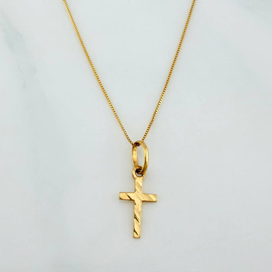 Set Cadena Veneciana + Dije Cruz / 1,15gr / 45 cm Oro Amarillo 18K