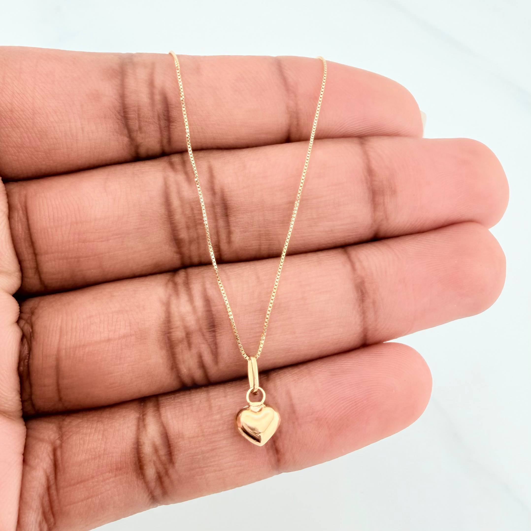 Set Cadena Veneciana + Dije Corazon / 1.1 g / 40 cm Oro Amarillo 18K