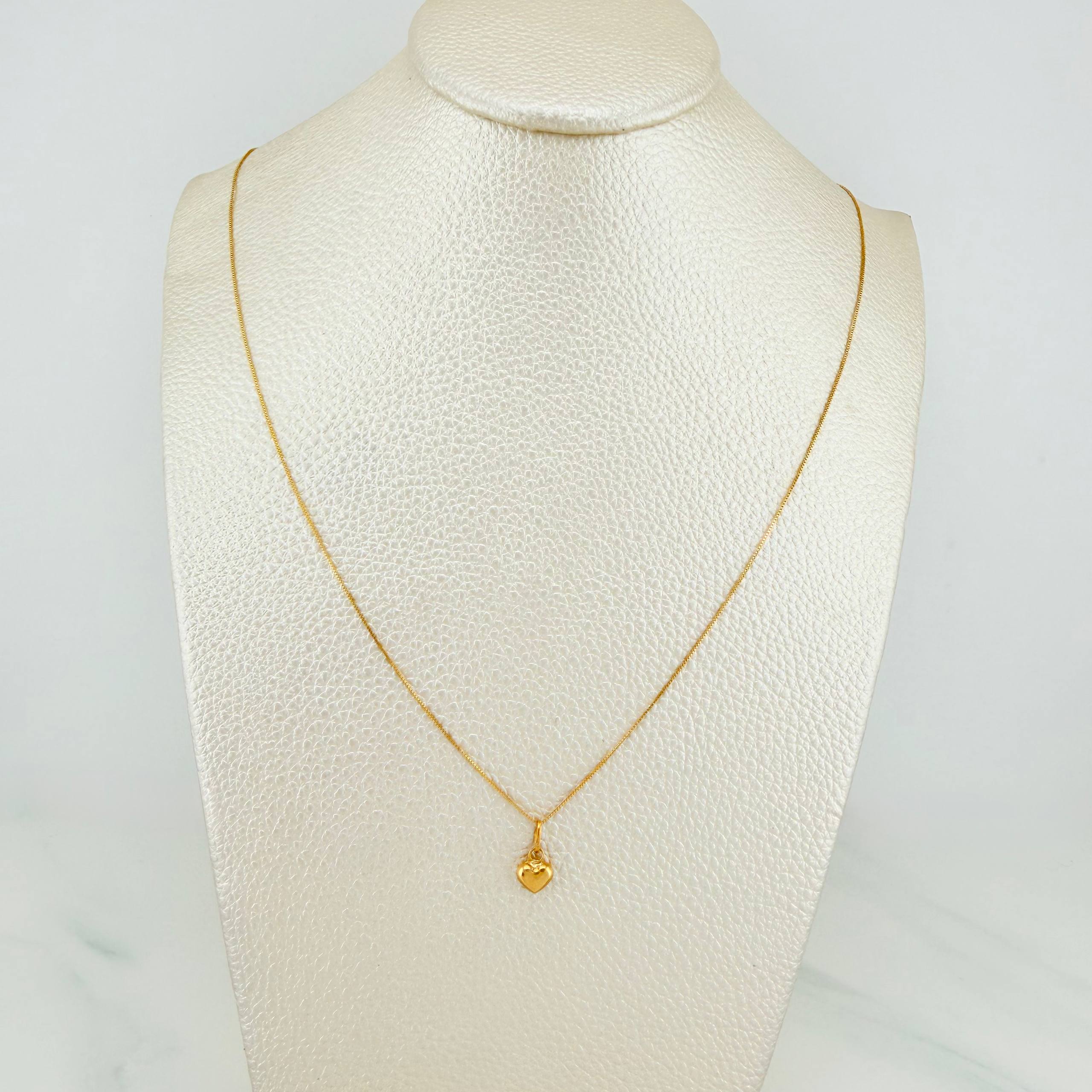Set Cadena Veneciana + Dije Corazon / 1.05 g / 40 cm Oro Amarillo 18K