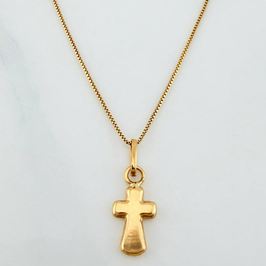 Set Cadena Veneciana + Dije Cruz / 1,1gr / 45 cm Oro Amarillo 18K