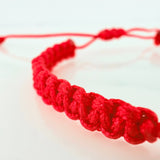 Pulsera Tejida Roja Ojos Turcos Bolas Diamantadas 5Und Oro Amarillo 18K