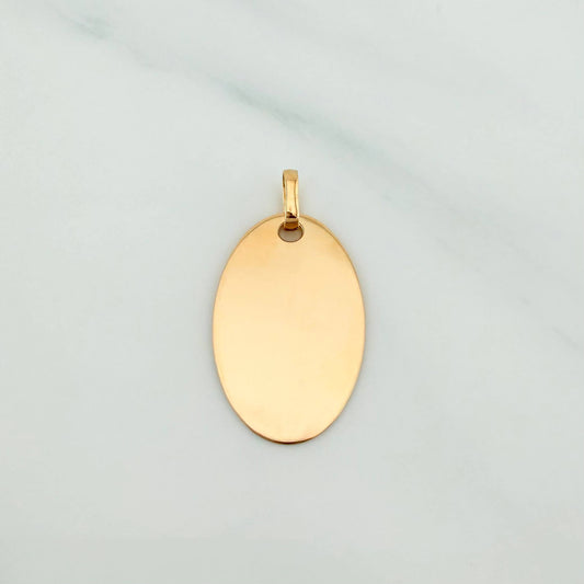 Dije Placa Ovalada 1.2 g / 2.5 cm Oro Amarillo 18K