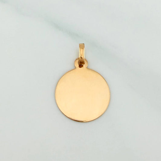 Dije Placa Circular 0.8 g / 2.1 cm Oro Amarillo 18K