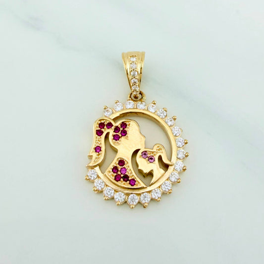 Dije Medalla Madre E Hija 3.25 g / 2.5 cm Oro Amarillo 18K