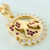 Dije Medalla Madre E Hija 3.25 g / 2.5 cm Oro Amarillo 18K