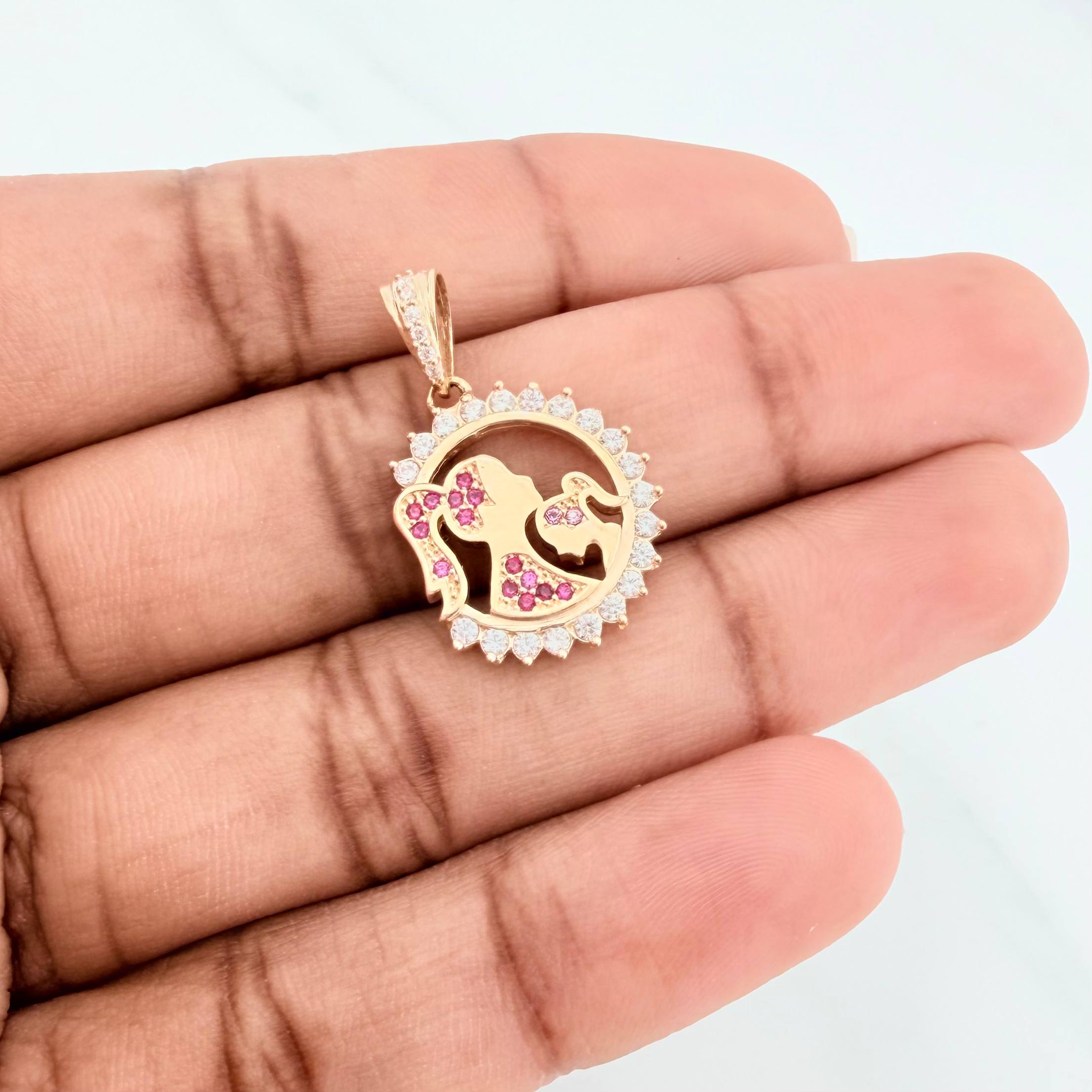 Dije Medalla Madre E Hija 3.25 g / 2.5 cm Oro Amarillo 18K