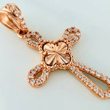 Dije Cruz Trebol 1.85 g / 3 cm Oro Rosa 18K