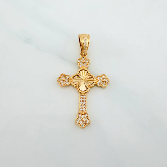 Dije Cruz Trebol Flores 3.25 g / 3.7 cm Oro Amarillo 18K
