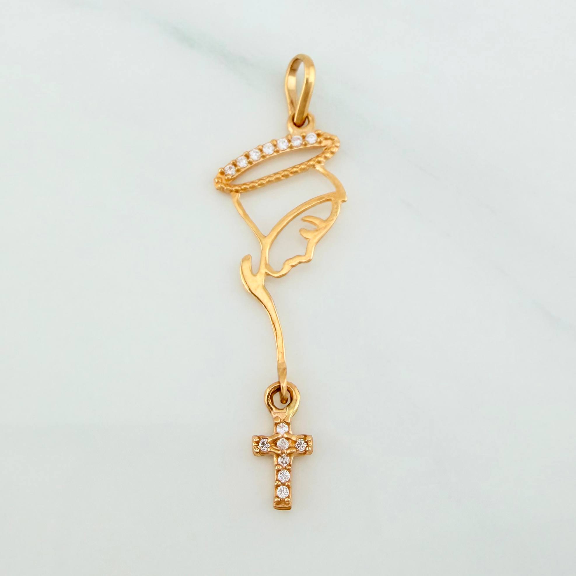 Dije Virgen Maria Cruz 0.7 g / 3.7 cm Oro Amarillo 18K