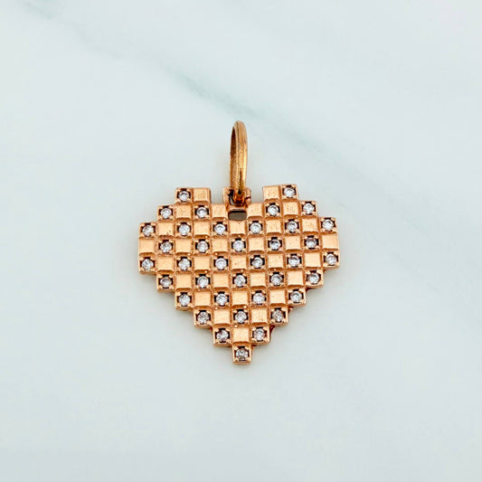 Dije Cuadricula Corazon 2 g / 2 cm Oro Rosa 18K