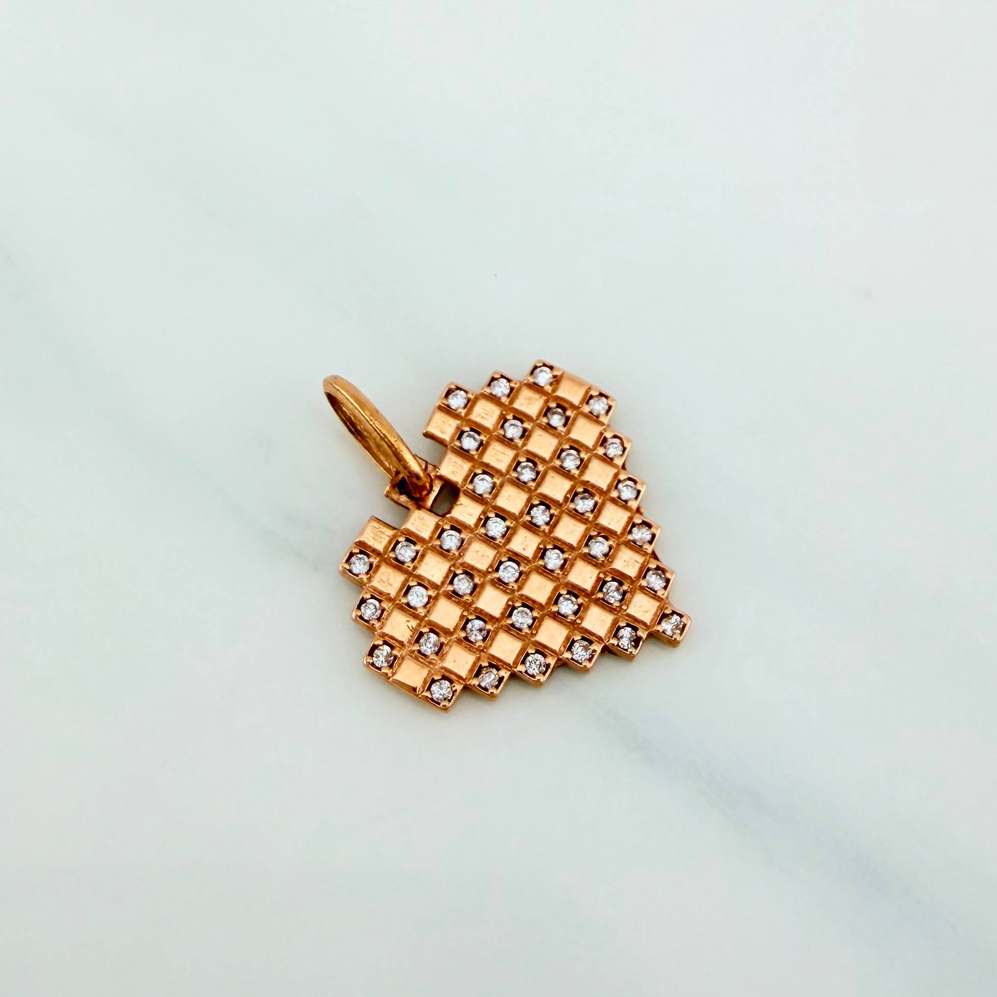 Dije Cuadricula Corazón 2.15 g / 2.1 cm Oro Rosa 18K
