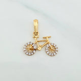 Dije Bicicleta 0.95 g / 1.8 cm Dos Oros Amarillo Blanco 18K