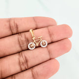 Dije Bicicleta 0.95 g / 1.8 cm Dos Oros Amarillo Blanco 18K