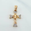 Dije Cruz Trebol 1.6 g / 2.3 cm Dos Oros Amarillo Blanco 18K