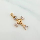 Dije Cruz Trebol 1.6 g / 2.3 cm Dos Oros Amarillo Blanco 18K