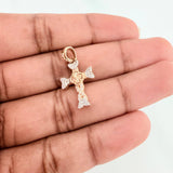 Dije Cruz Trebol 1.6 g / 2.3 cm Dos Oros Amarillo Blanco 18K