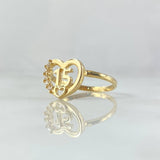 Anillo Corazón Interno 15s 2.3gr / T6 1/4 / Circones Blancos Oro Amarillo 18K ©
