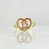 Anillo Corazón Interno 15s 2.3gr / T6 1/4 / Circones Blancos Oro Amarillo 18K ©