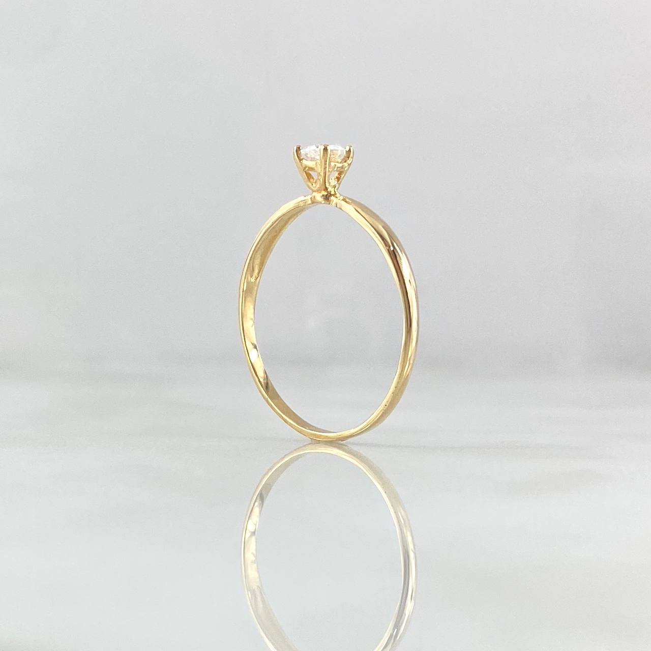 Anillo Solitario Clasico 1.1gr / T6 3/4 / Circon Blanco Oro Amarillo 18K ©
