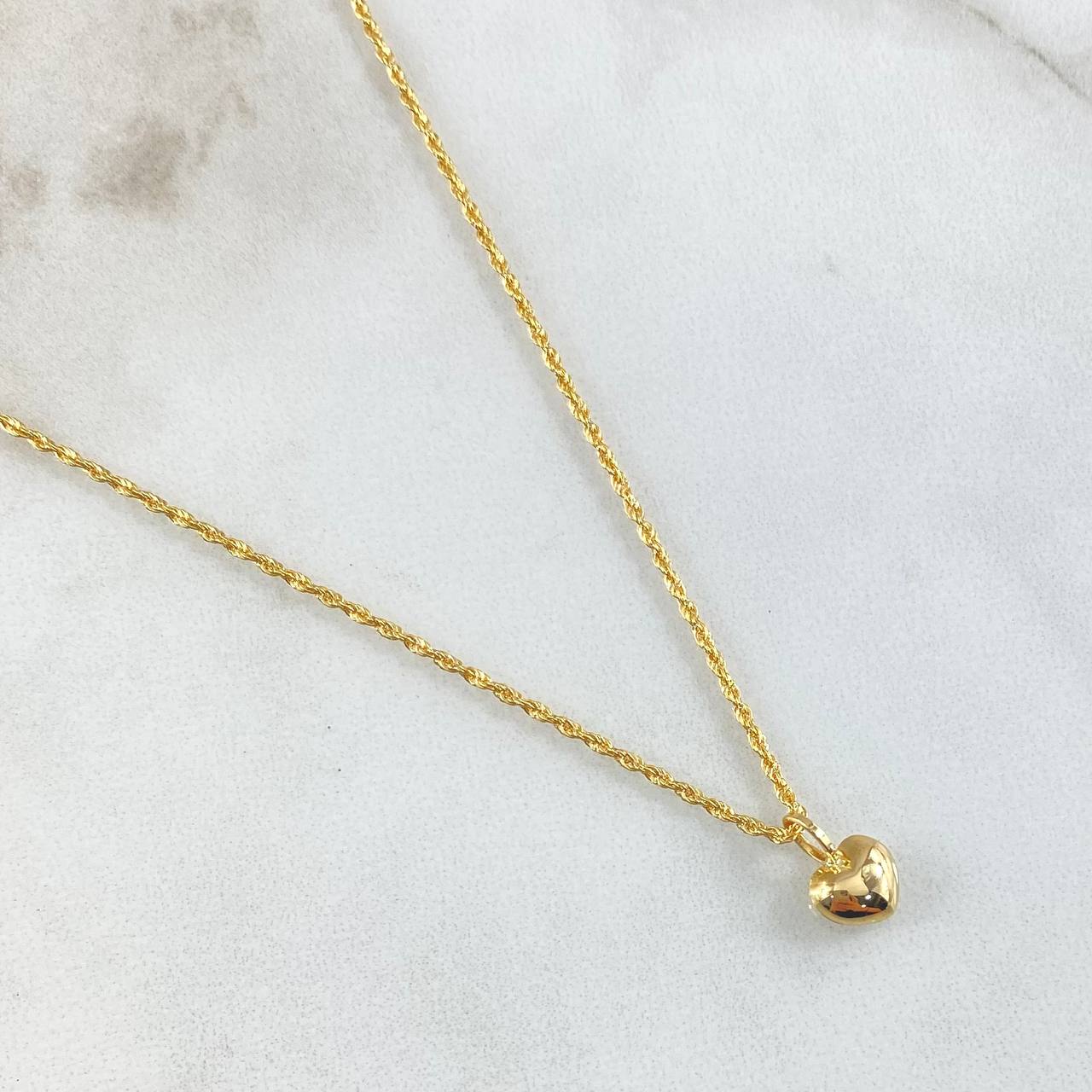 Set Cadena Lazo 0.95gr / 50cm / 1.2mm + Dije Corazón 0.3gr / 1cm Troquelado 1.25gr Oro Amarillo 18K (Oferta)