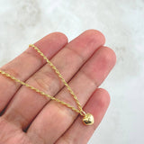 Set Cadena Lazo 1gr / 50cm / 1.2mm + Dije Corazón 0.35gr / 1cm Troquelado 1.35gr Oro Amarillo 18K (Oferta)