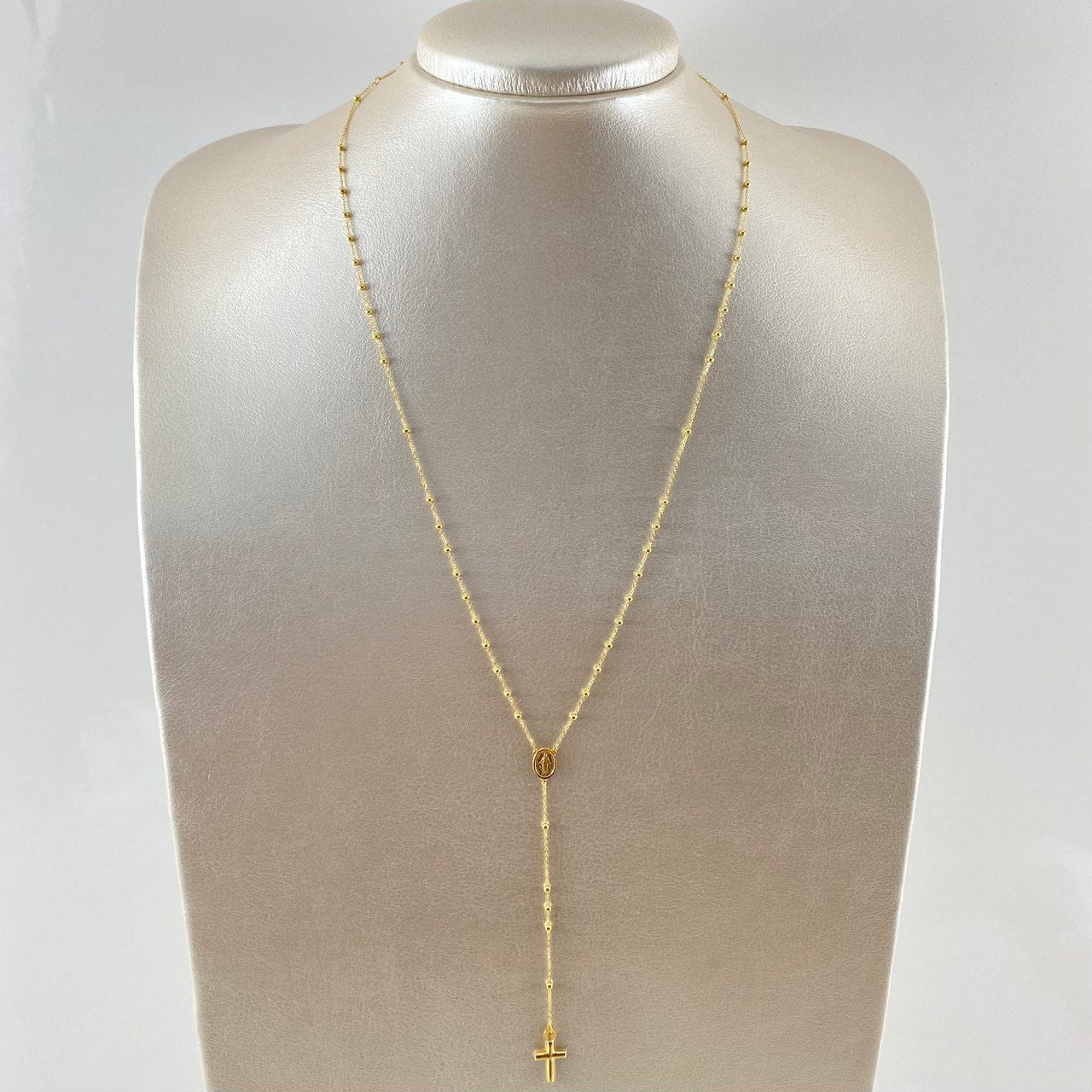 Rosario Virgen Milagrosa 2.75gr / 50cm / 2mm Bolas Lisas Crúz Lisa Oro Amarillo +4 18K *