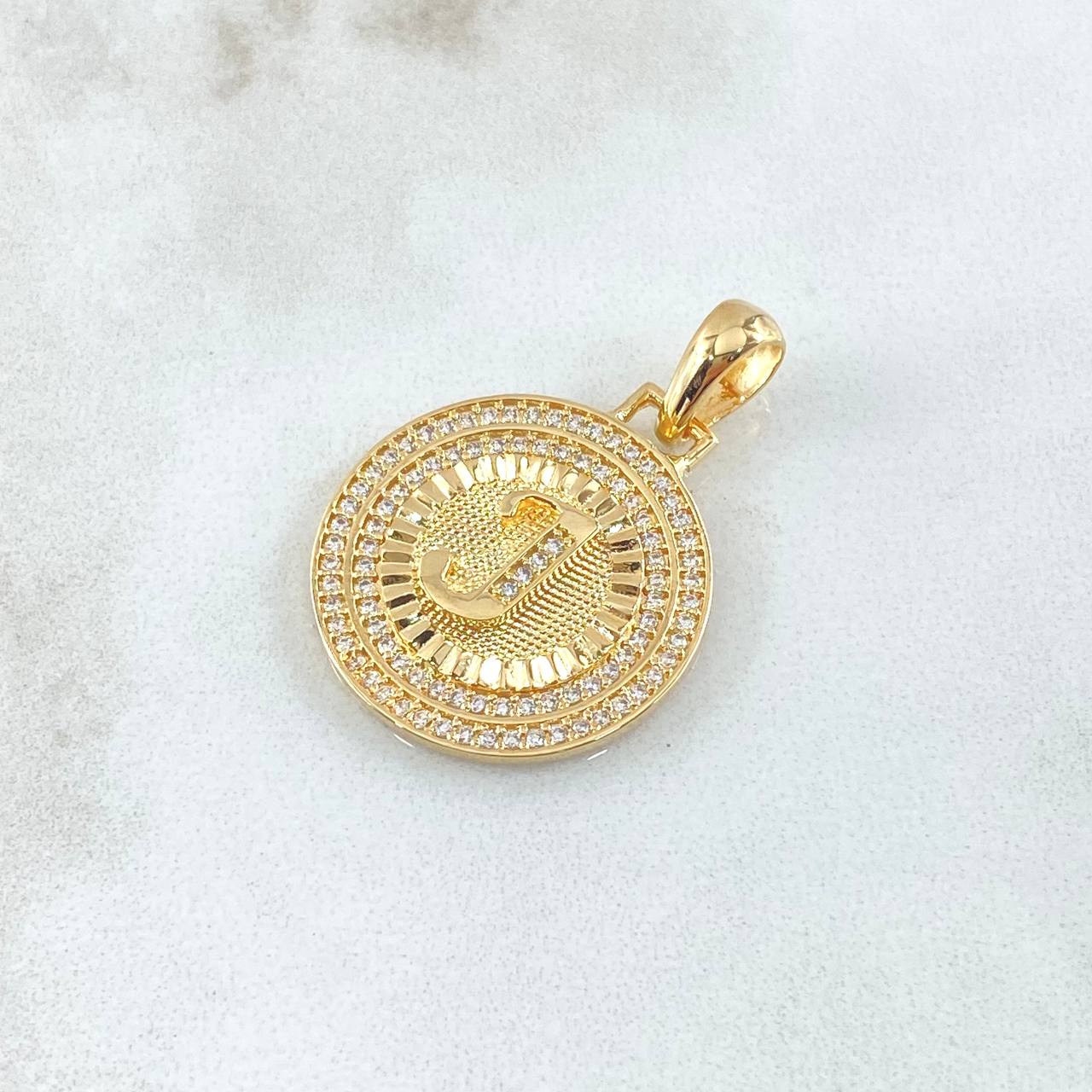 Dije Medalla Letra J 4.4gr / 3cm / Oro Amarillo 18K