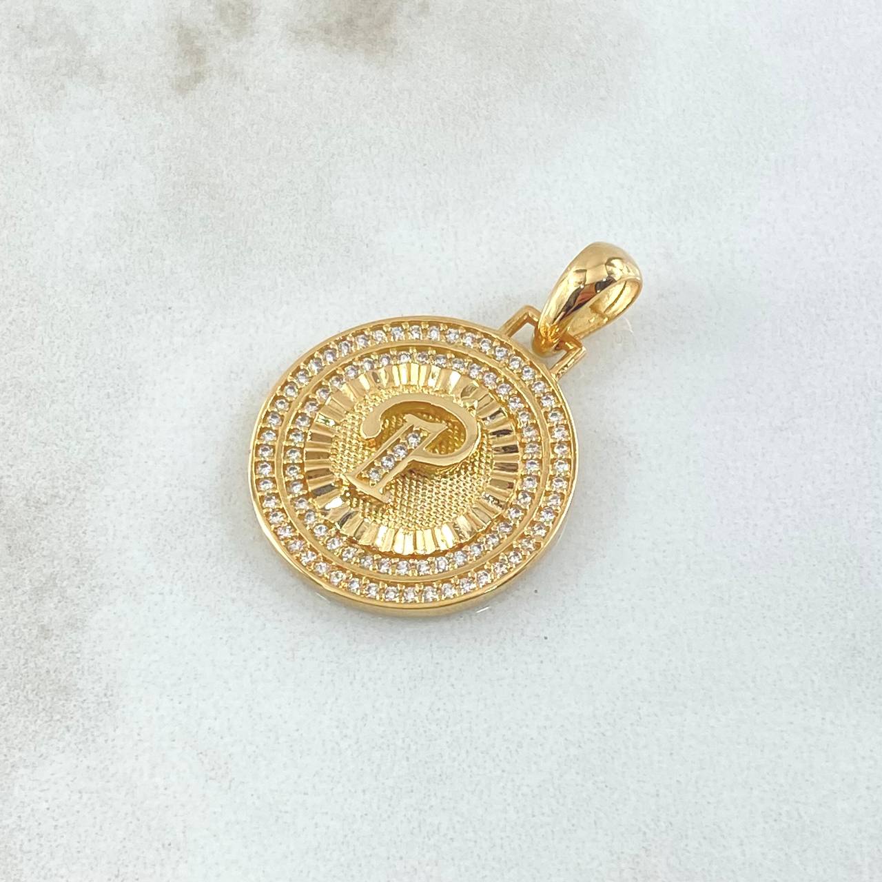 Dije Medalla Letra P 4.7gr / 3cm / Oro Amarillo 18K